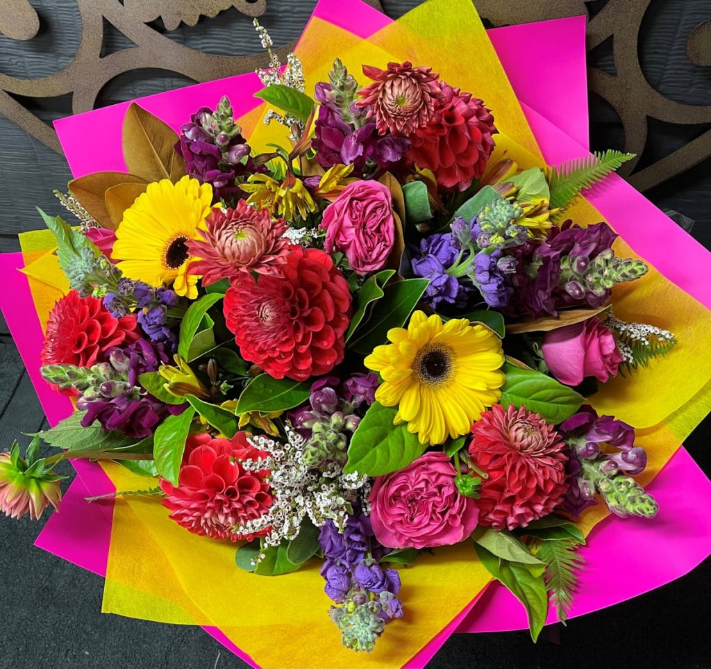 Colourful arrangement of flowers